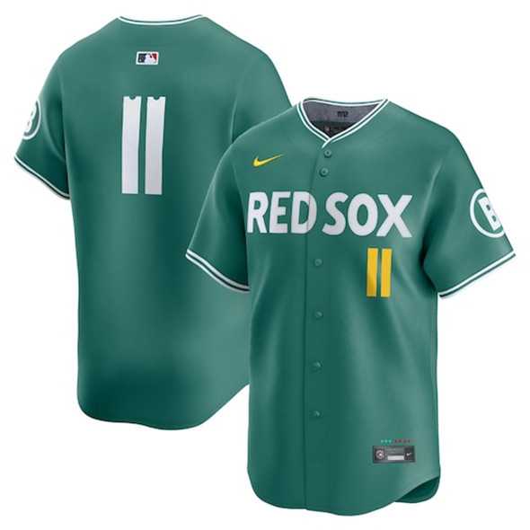 Men%27s Boston Red Sox #11 Rafael Devers Green 2025 City Connect Limited Stitched Jersey Dzhi